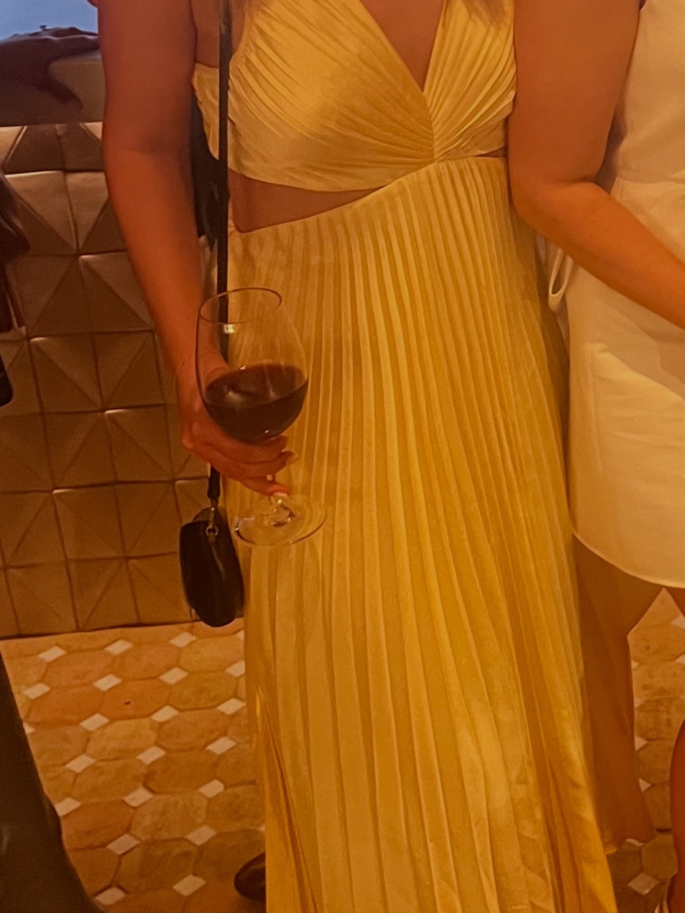 Abercrombie & Fitch Pale Yellow Pleated Backless Dress